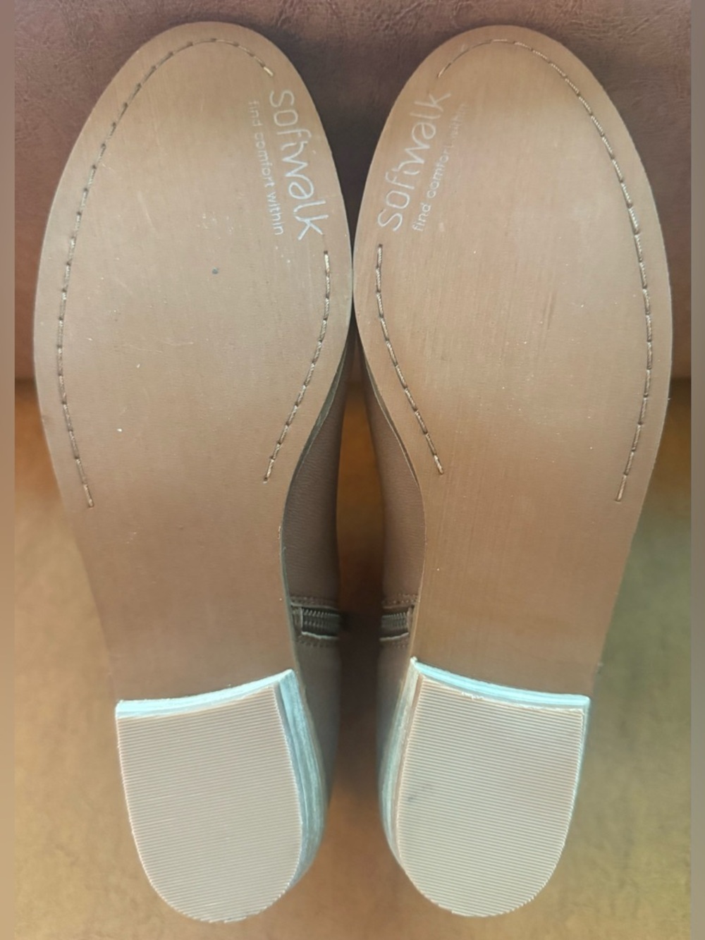 SoftWalk Rancho Booties Tan Leather Double Strap Side Zip Size 10W - Picture 9 of 10
